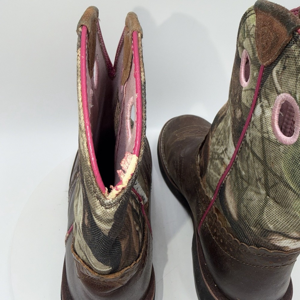Ariat Fatbaby Pink Brown Leather Camo Cowgirl Boot Rodeo Western Womens Size 8.5 - Picture 6 of 9
